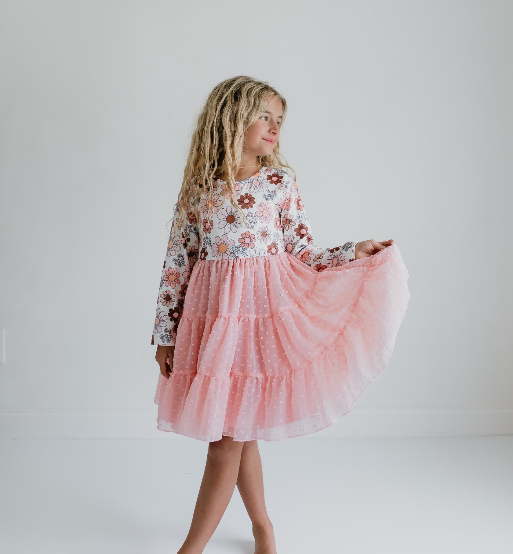 Pink Floral Tulle Dress