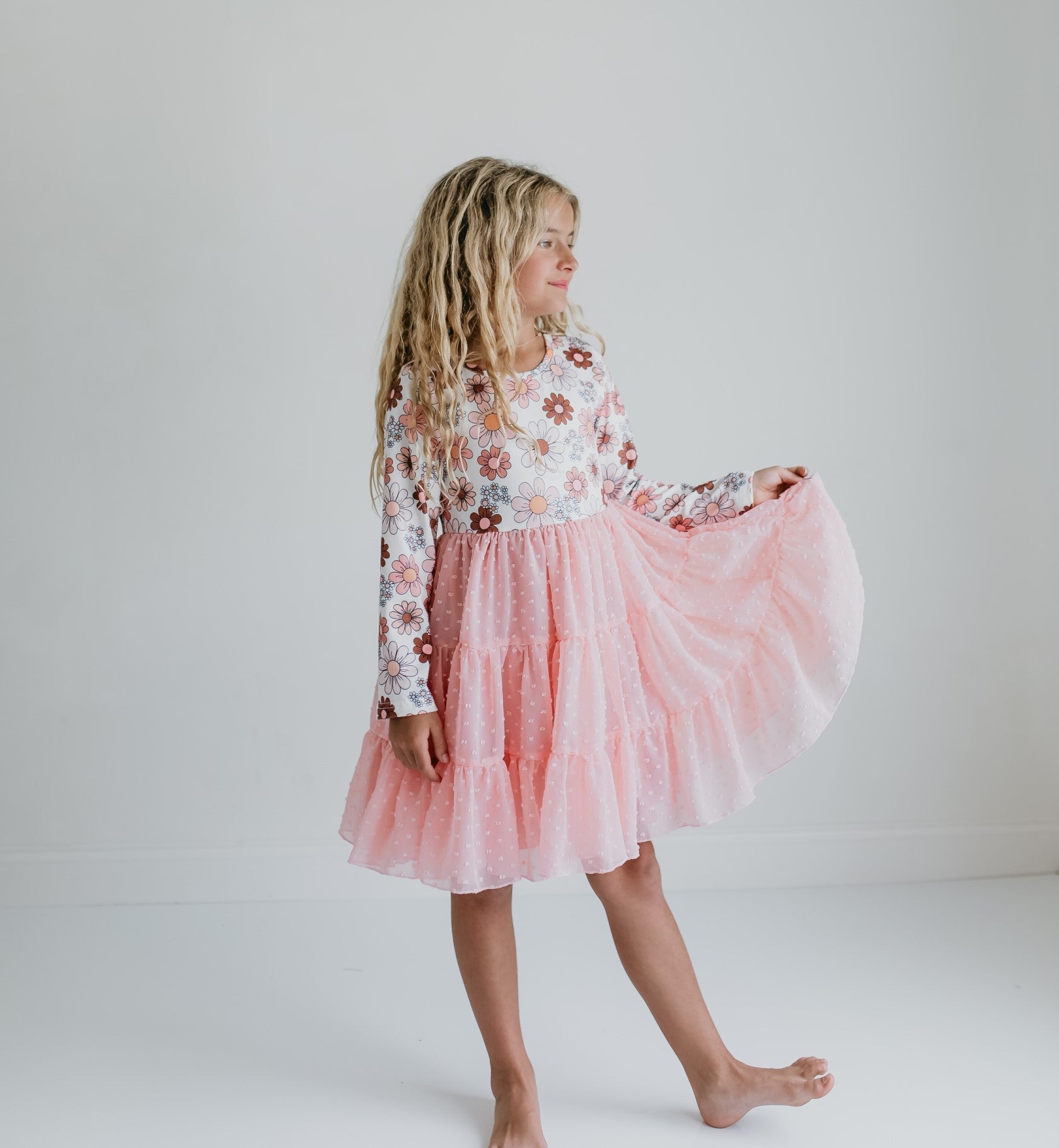 Pink Floral Tulle Dress