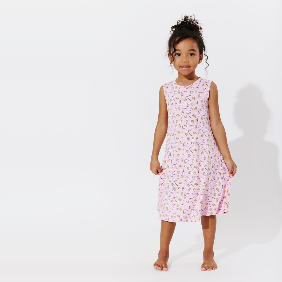 Milk & Cookies Pink Bamboo Girls' Sleeveless Dress