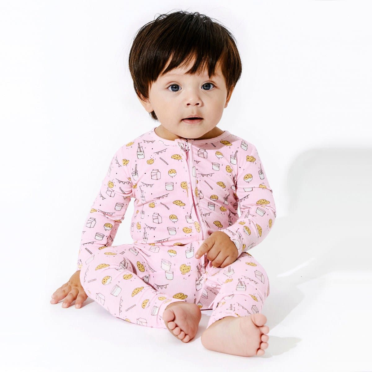 Milk And Cookies Pink Bamboo Convertible Footie