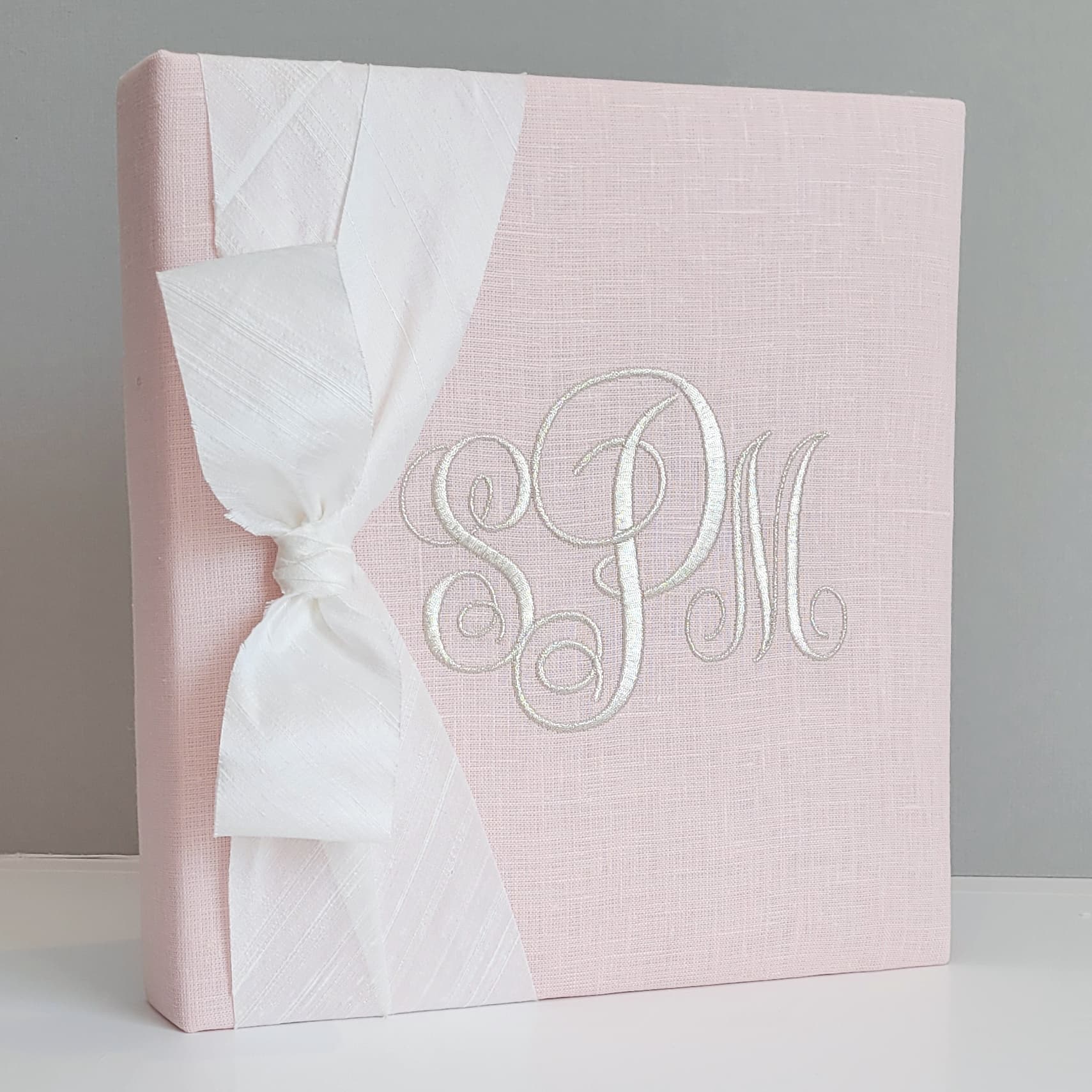 Baby Memory Book - Pink Silk (w/ Silk Bow)