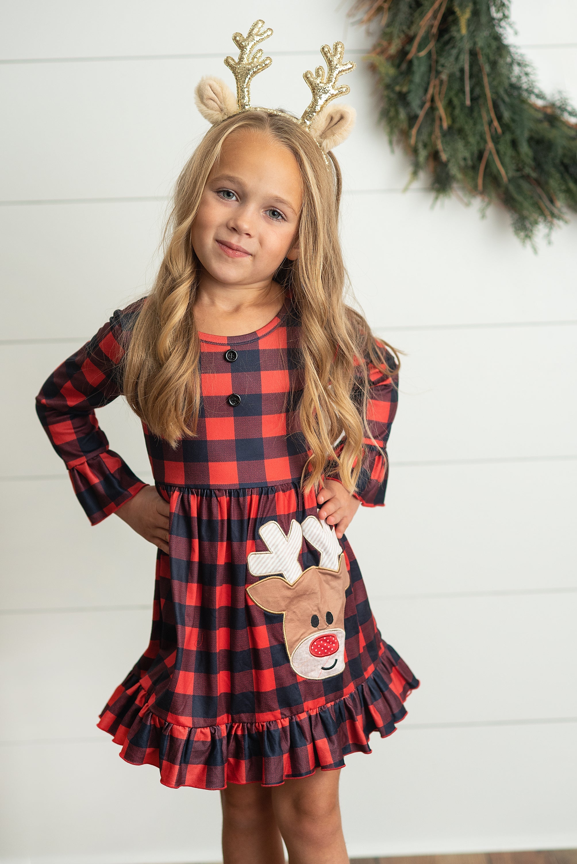 Plaid Reindeer Dress
