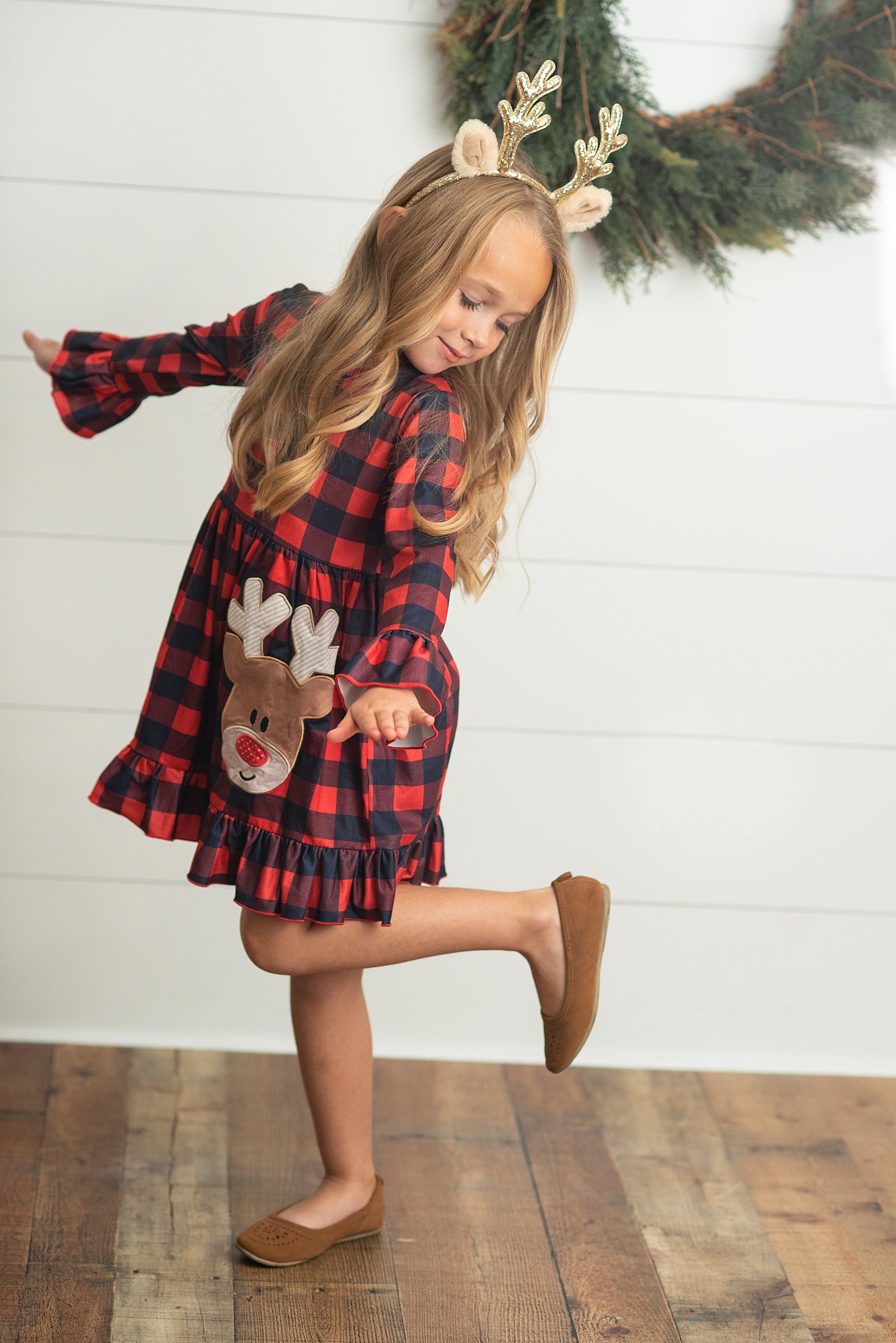 Plaid Reindeer Dress