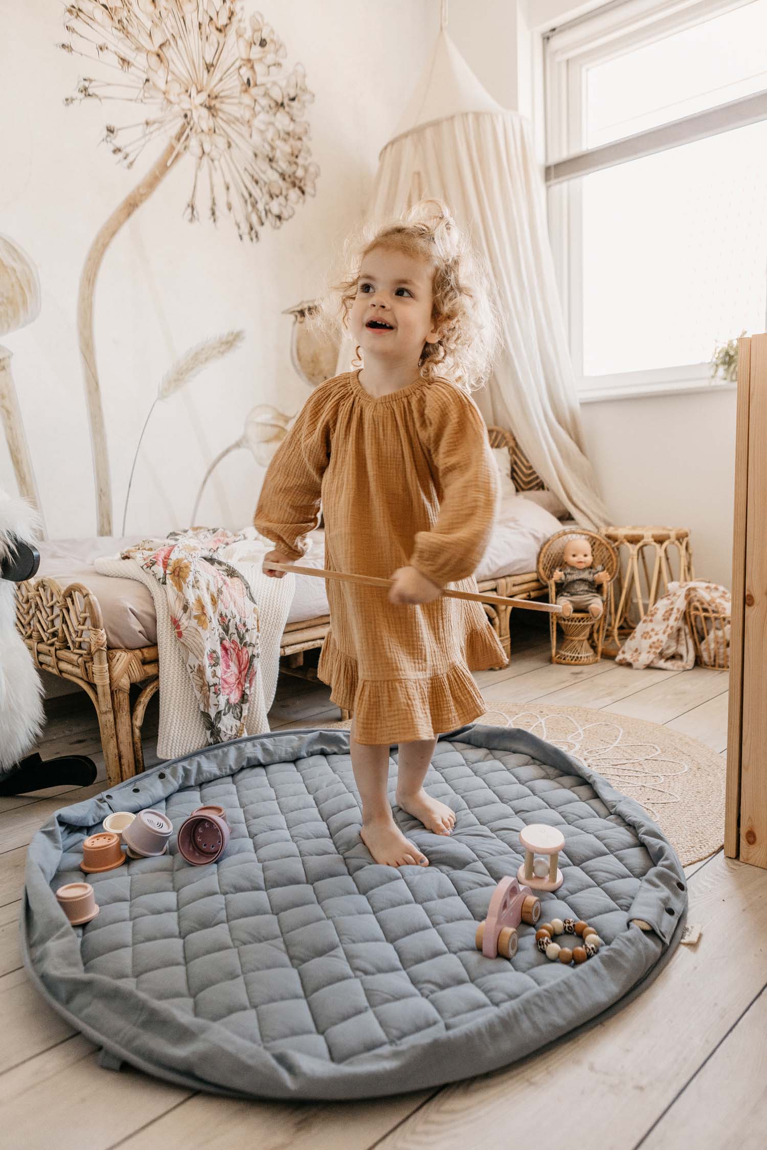 Dusty Blue Organic Babymat