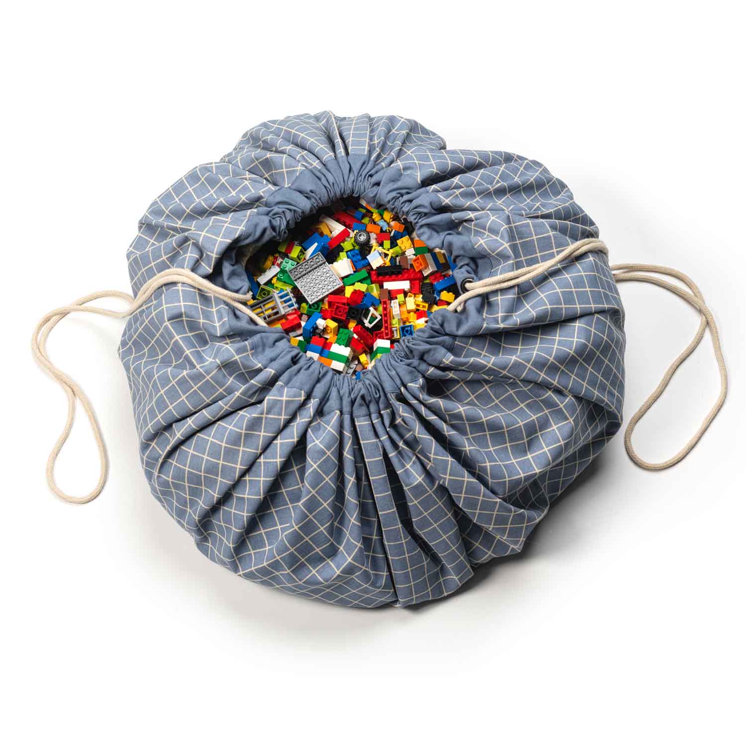 Organic Grid Blue Storage Bag