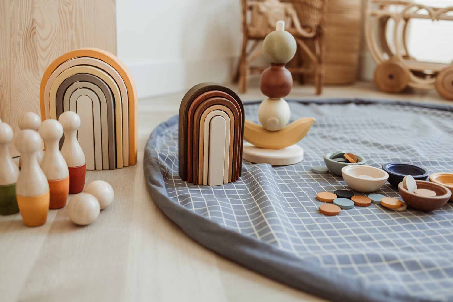 Organic Grid Blue Storage Bag