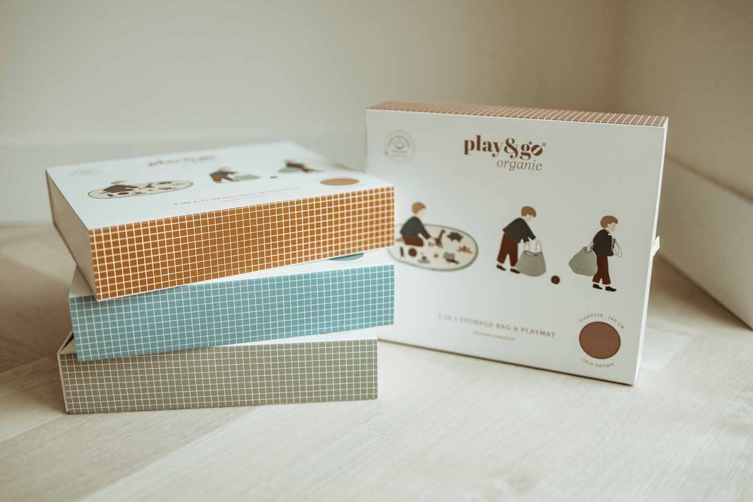 Organic Grid Blue Storage Bag