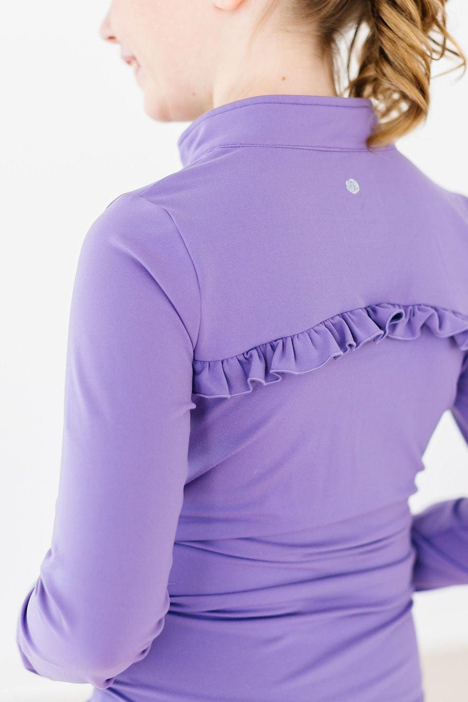 Playful Purple Full-zip Ruffle Active Jacket