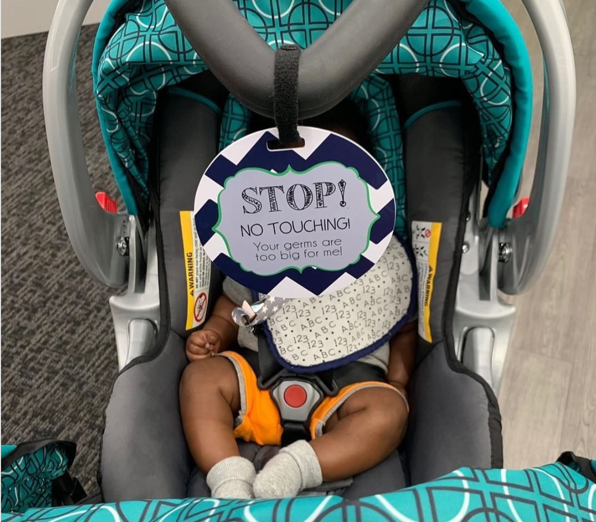 Stop No Touching Boy Car Seat Sign Tag