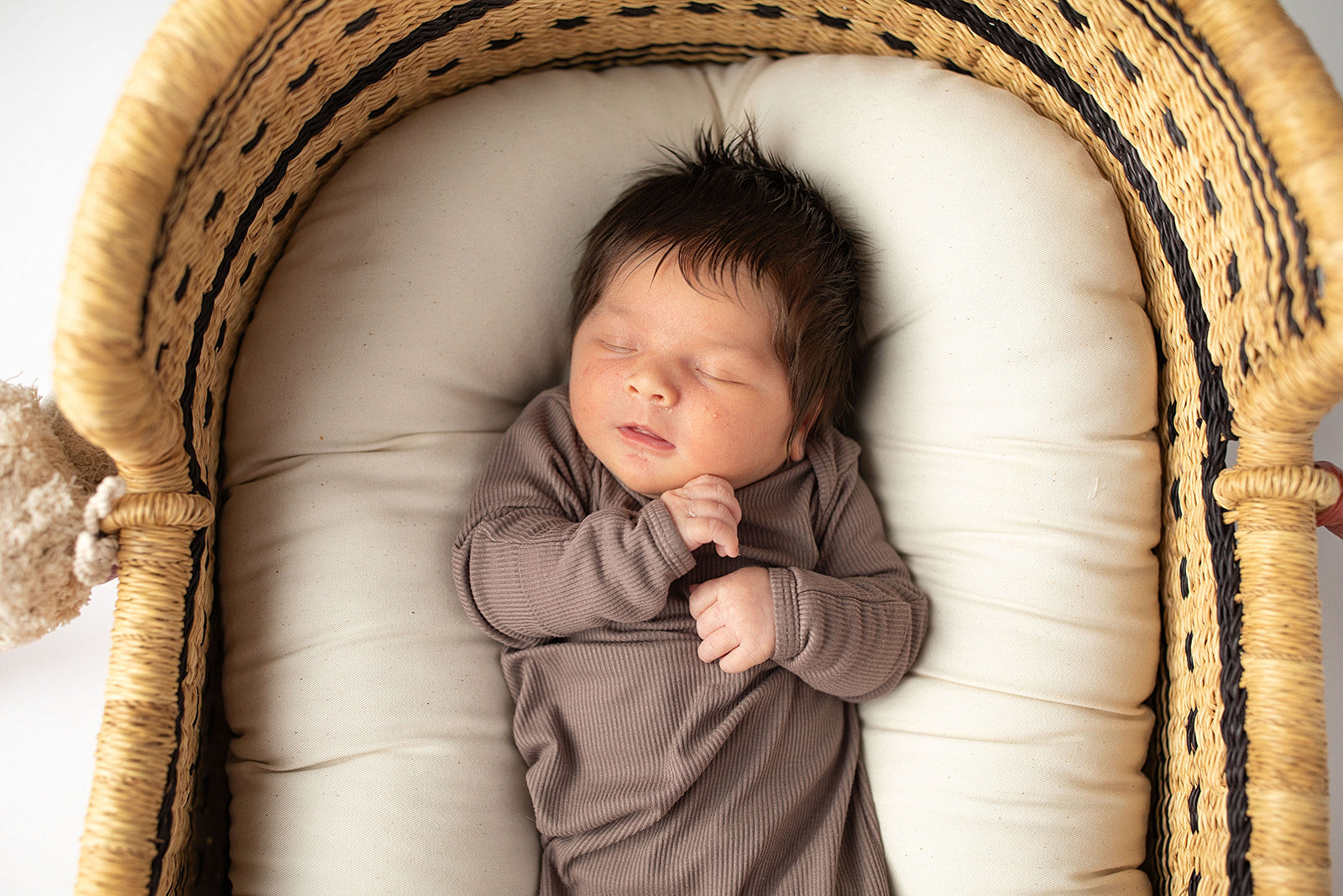 Cocoa Brown Ribbed Knotted Newborn Baby Gown