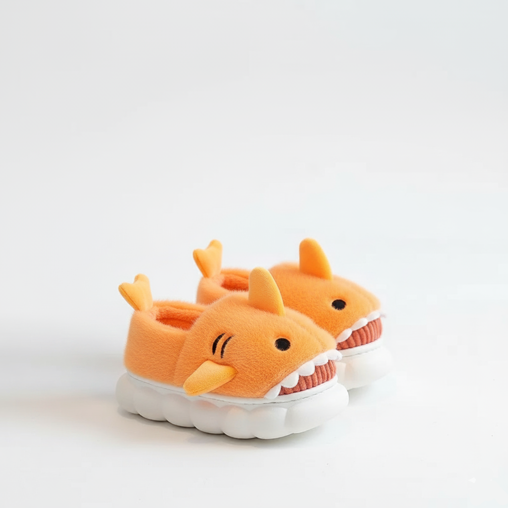 Plush Shark Slippers Warm And Non-slip Ages 3-14
