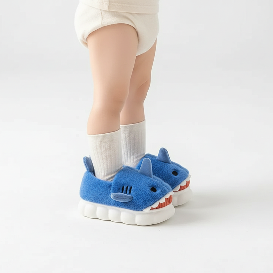 Plush Shark Slippers Warm And Non-slip Ages 3-14