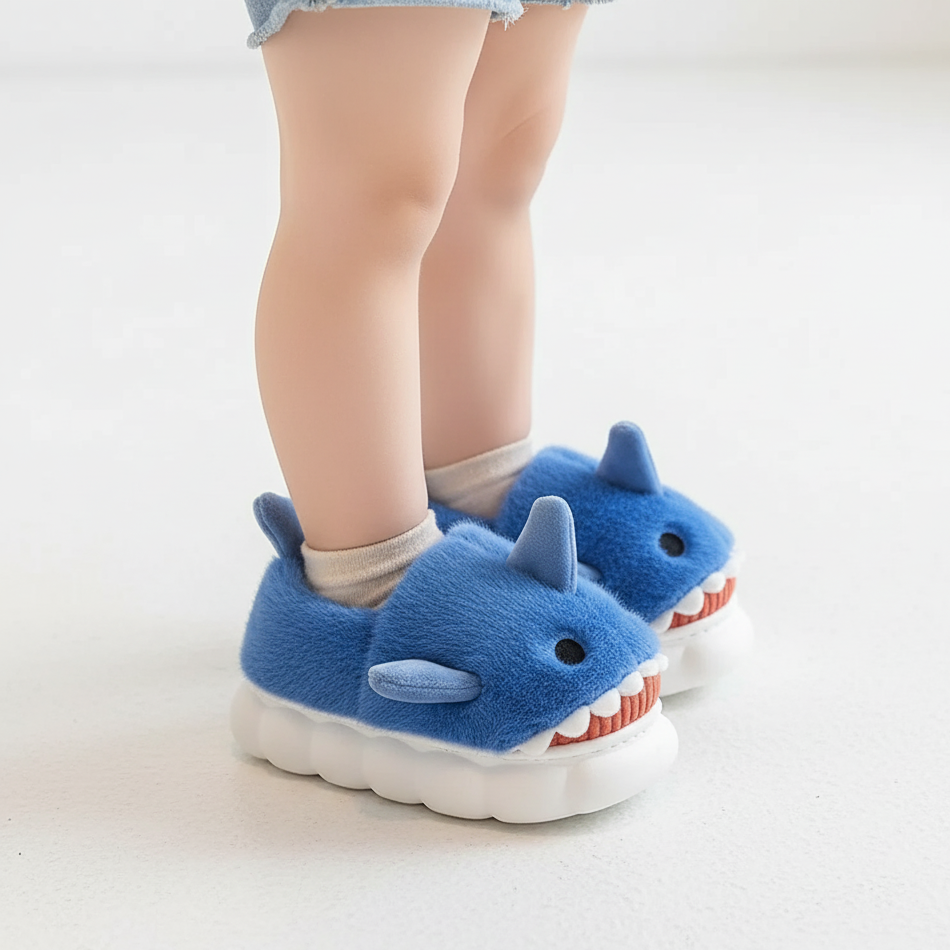 Plush Shark Slippers Warm And Non-slip Ages 3-14