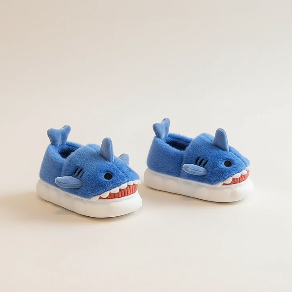 Plush Shark Slippers Warm And Non-slip Ages 3-14