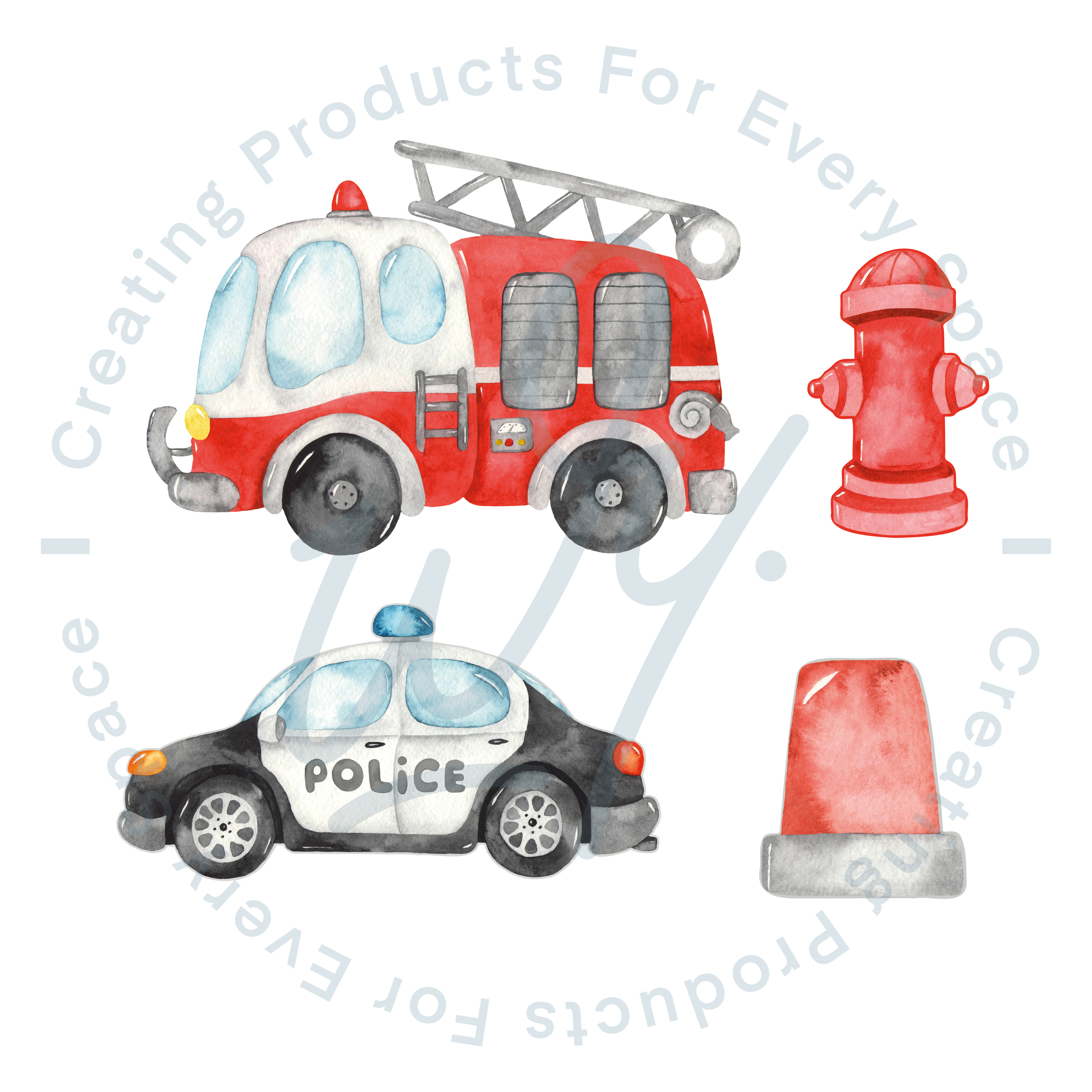 Police Car And Fire Engine