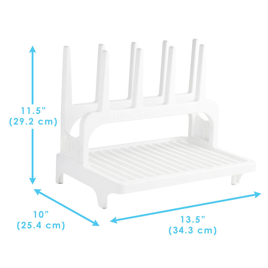 Popyum Glacier White Space Saving Drying Rack From 100% Recycled Bottles, Countertop For Baby Bottles, Plastic Bags, Cups, Glass, Tumblers, Compact