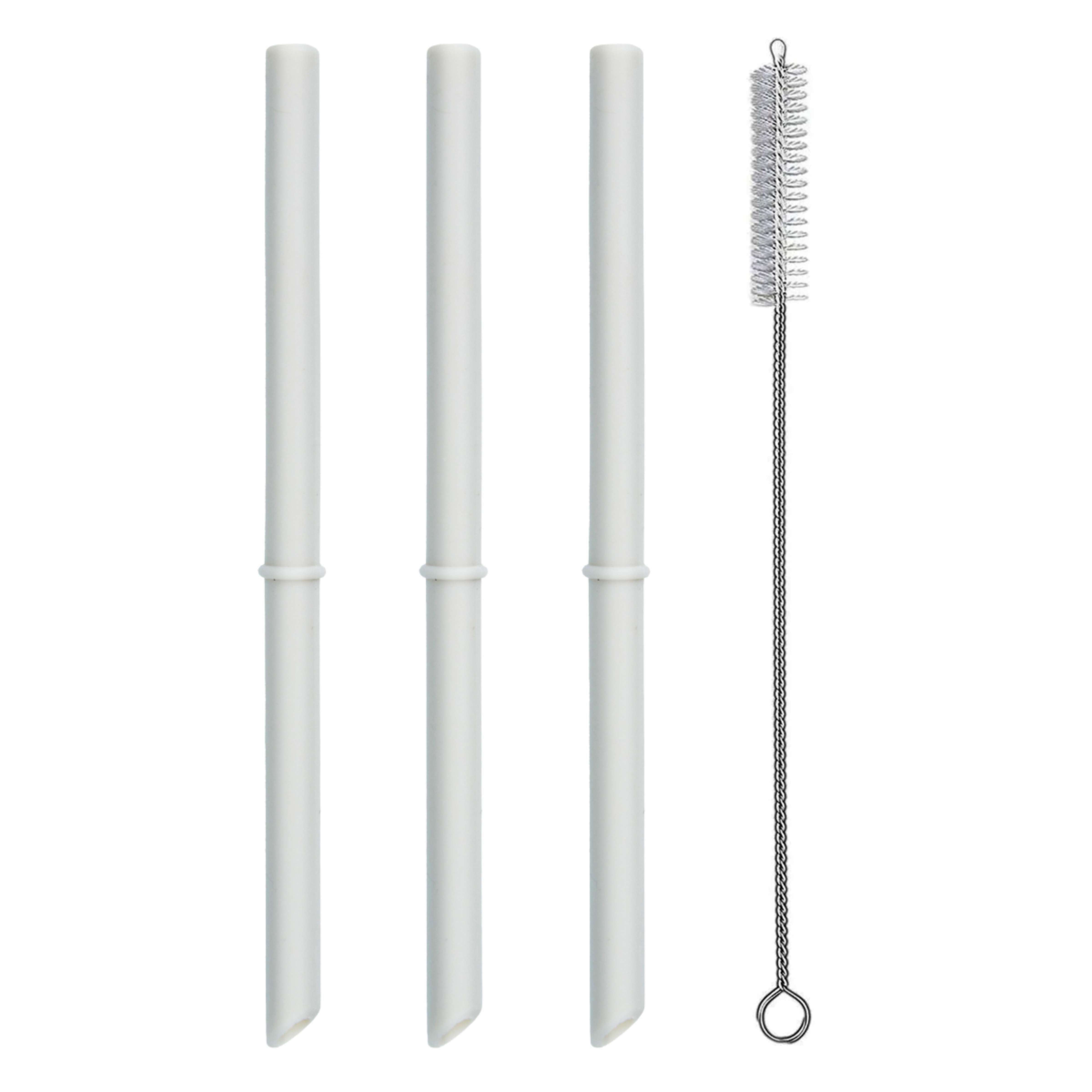 Popyum Replacement Straws For 9oz Kids Cup, 3-pack With Cleaning Brush, Seattle Grey