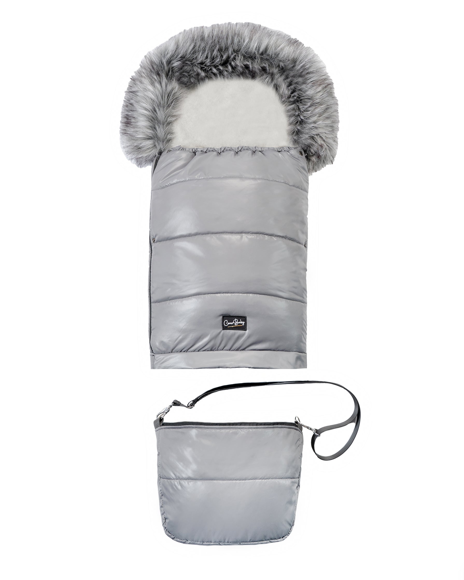 Pastel Dark Gray Organic Premium Wool Adjustable Footmuff
