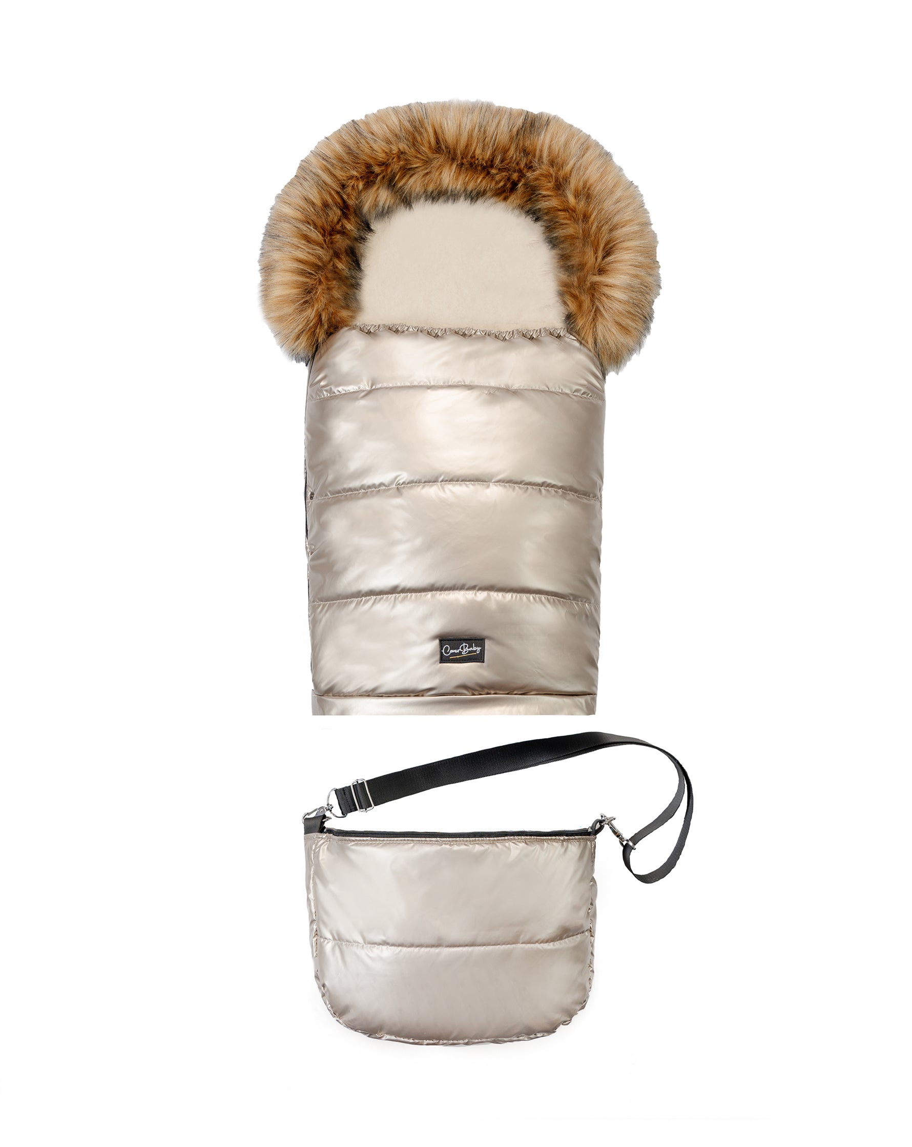 Pastel Gold Organic Premium Beige Wool Adjustable Footmuff