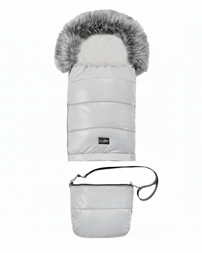 Pastel Gray Organic Premium Gray Wool Adjustable Footmuff