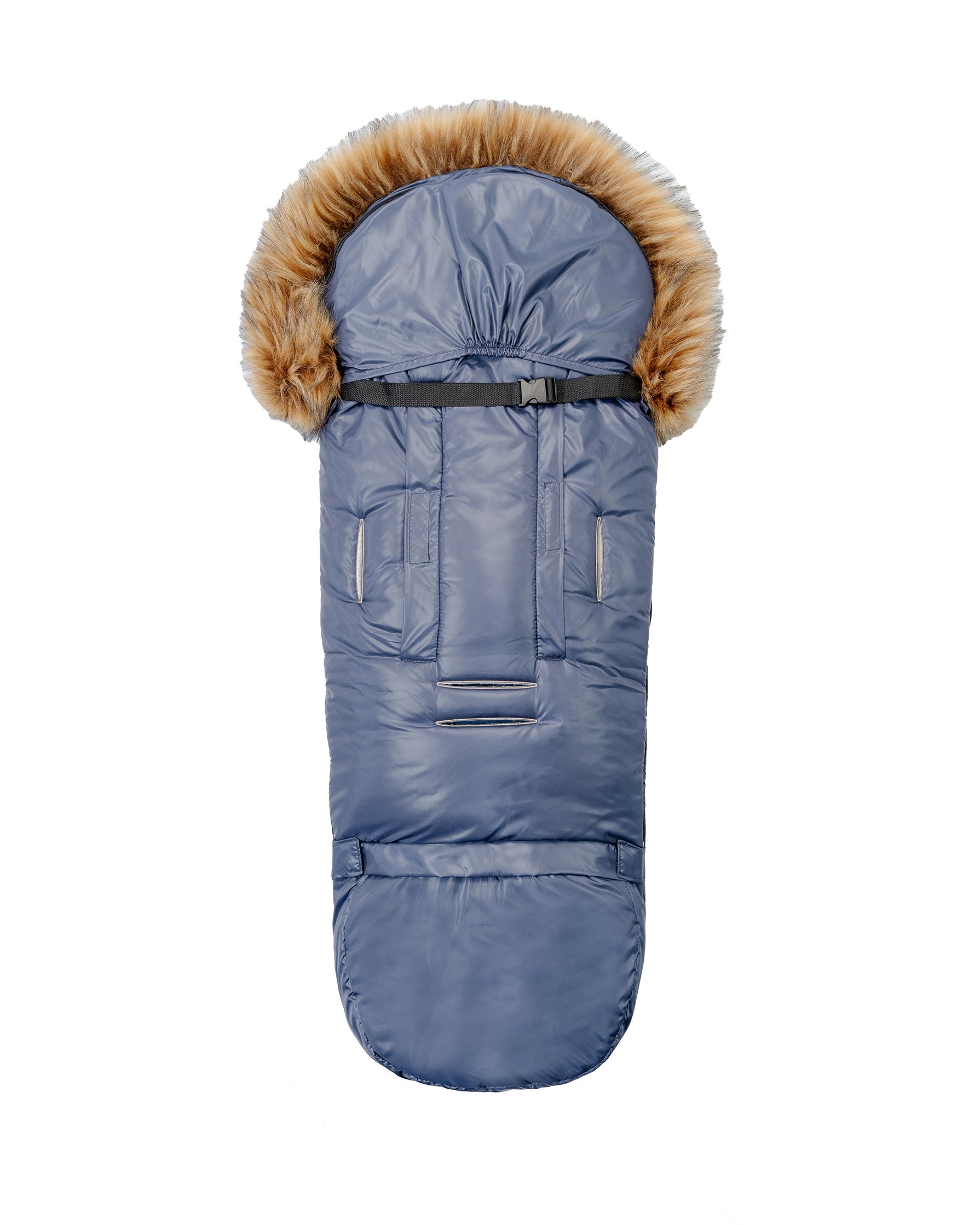 Pastel Navy Organic Premium Beige Wool Adjustable Footmuff