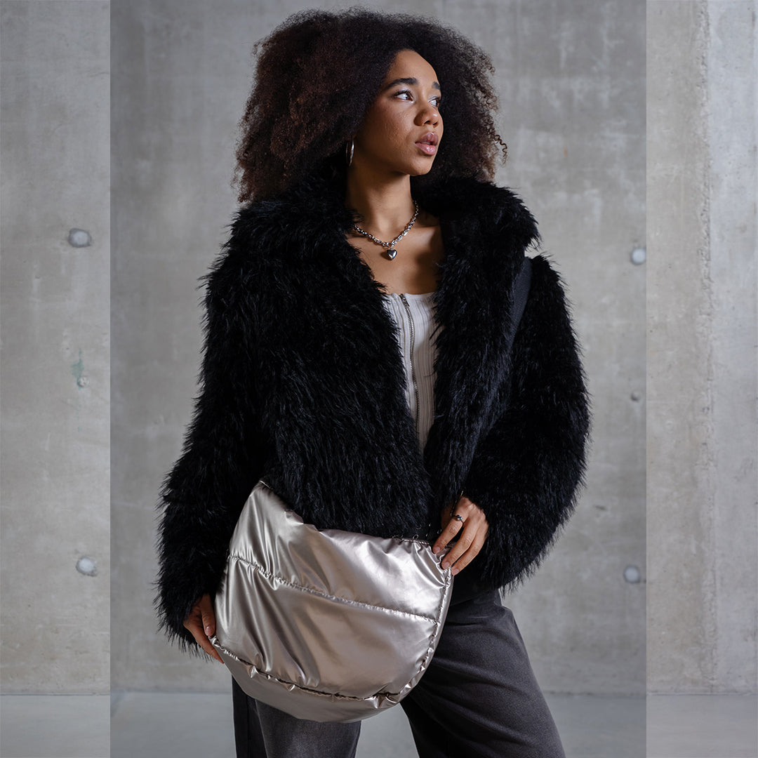 Satin Black Organic Premium Gray Wool Adjustable Footmuff