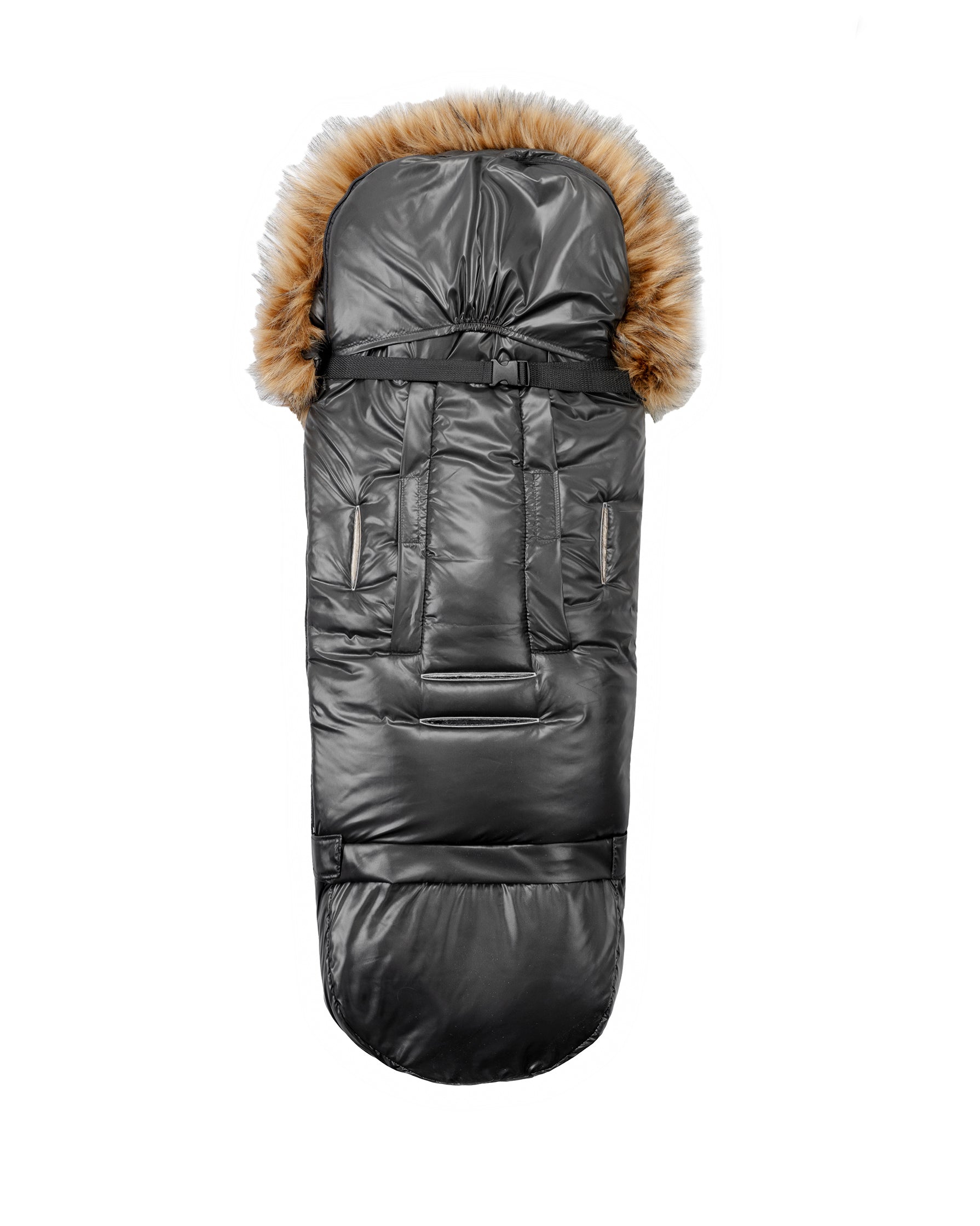 Pastel Black Organic Premium Beige Wool Adjustable Footmuff