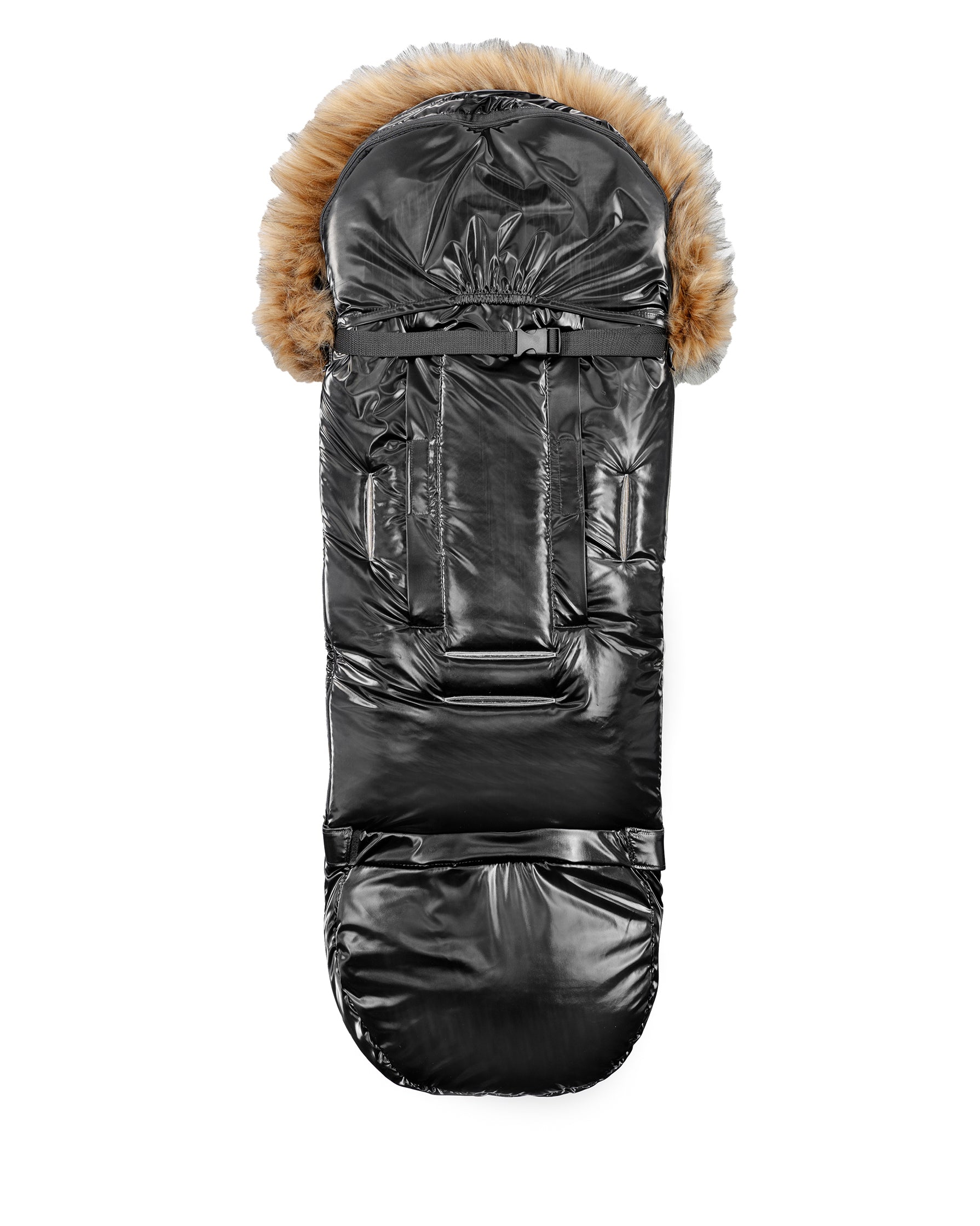 Satin Black Organic Premium Beige Wool Adjustable Footmuff