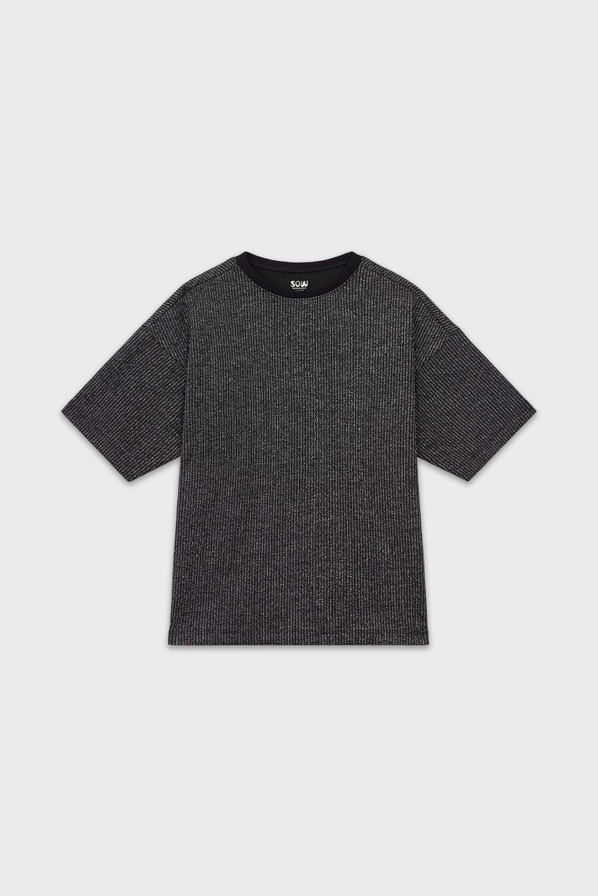 Cropped Glitter Ribbed T-shirt