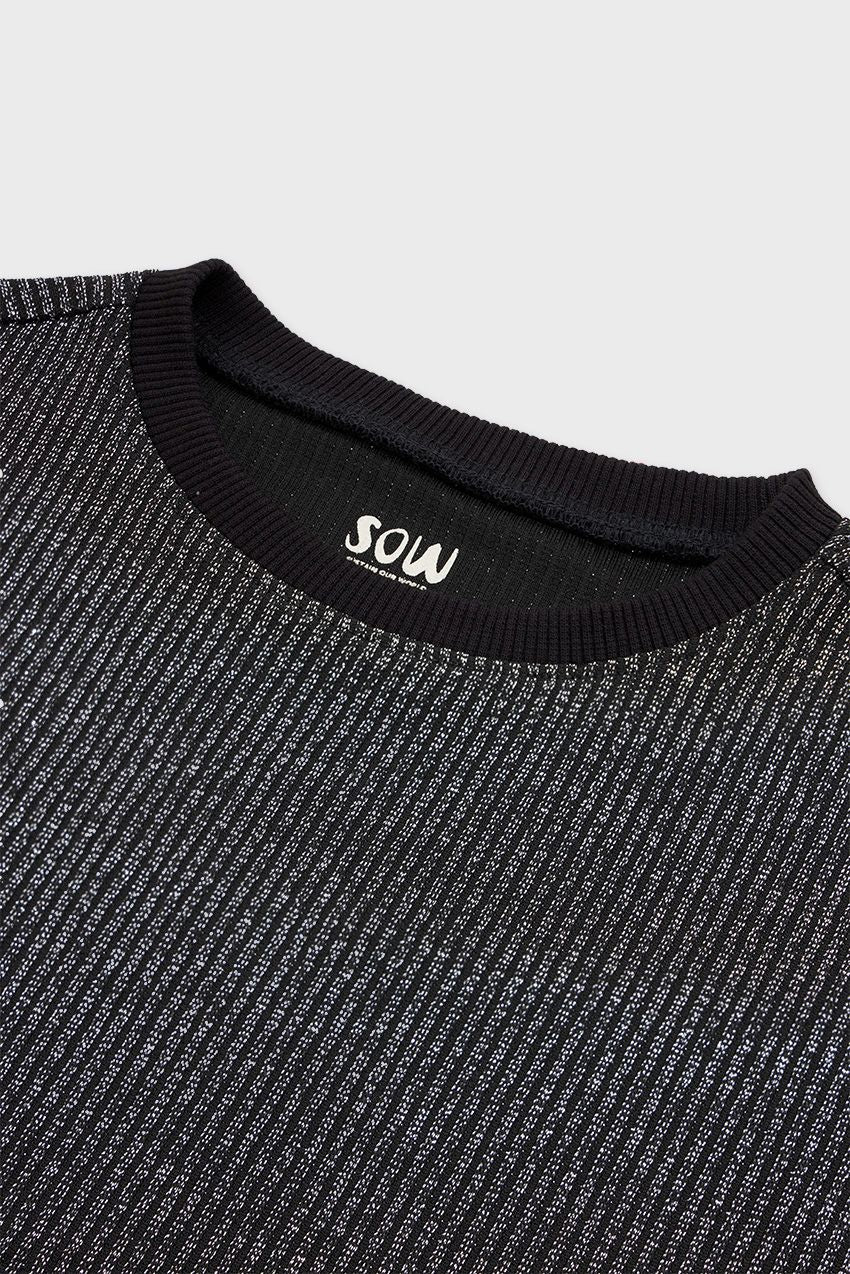 Cropped Glitter Ribbed T-shirt