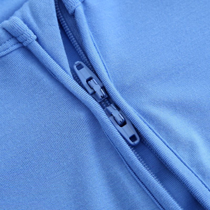 Pure Blue Zippered Baby Romper