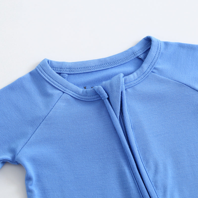 Pure Blue Zippered Baby Romper