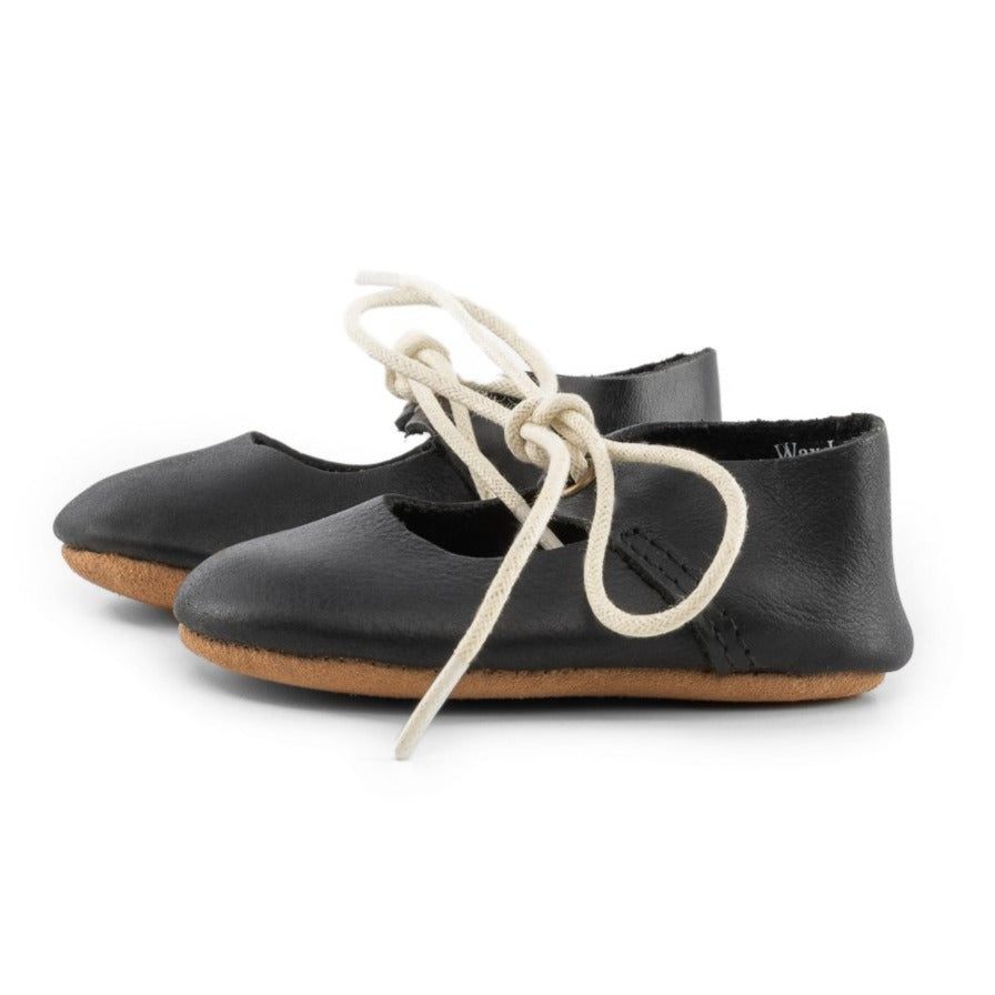 Black - Lace-up Mary Jane - Soft Sole