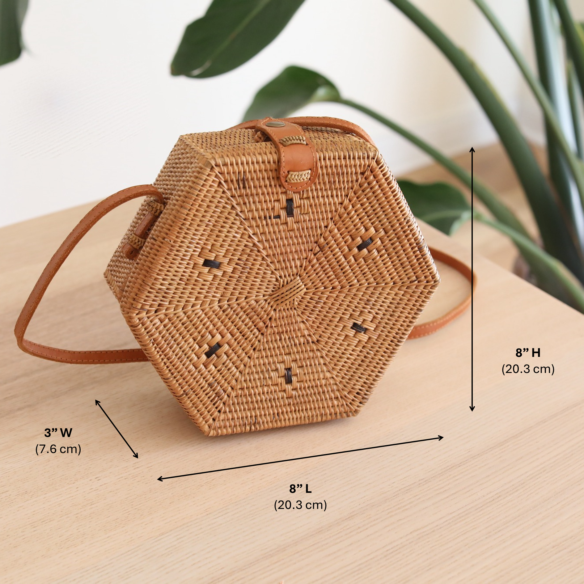 Bali Rattan Crossbody Bag - Hexagon