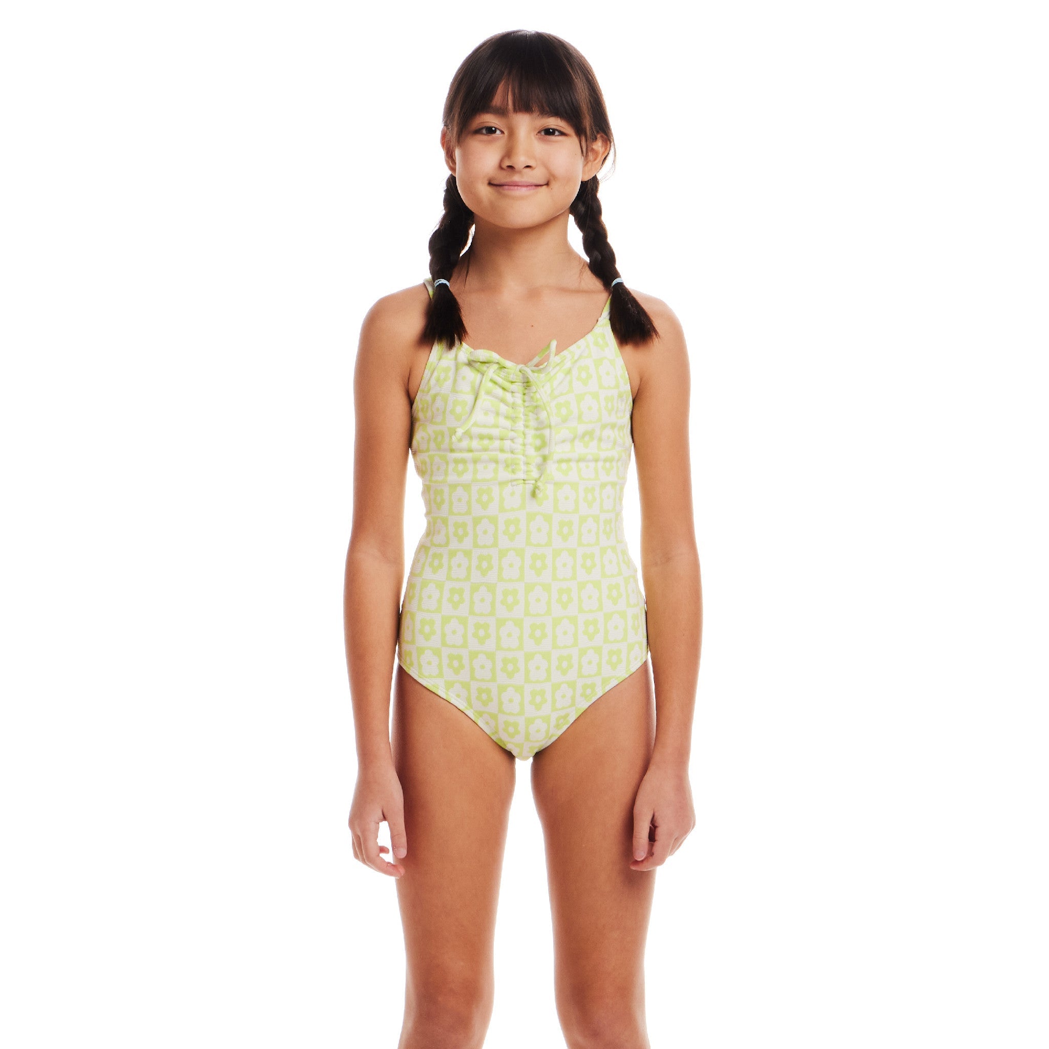 Kids (7-16) One Piece Swim Suit | Floral Check