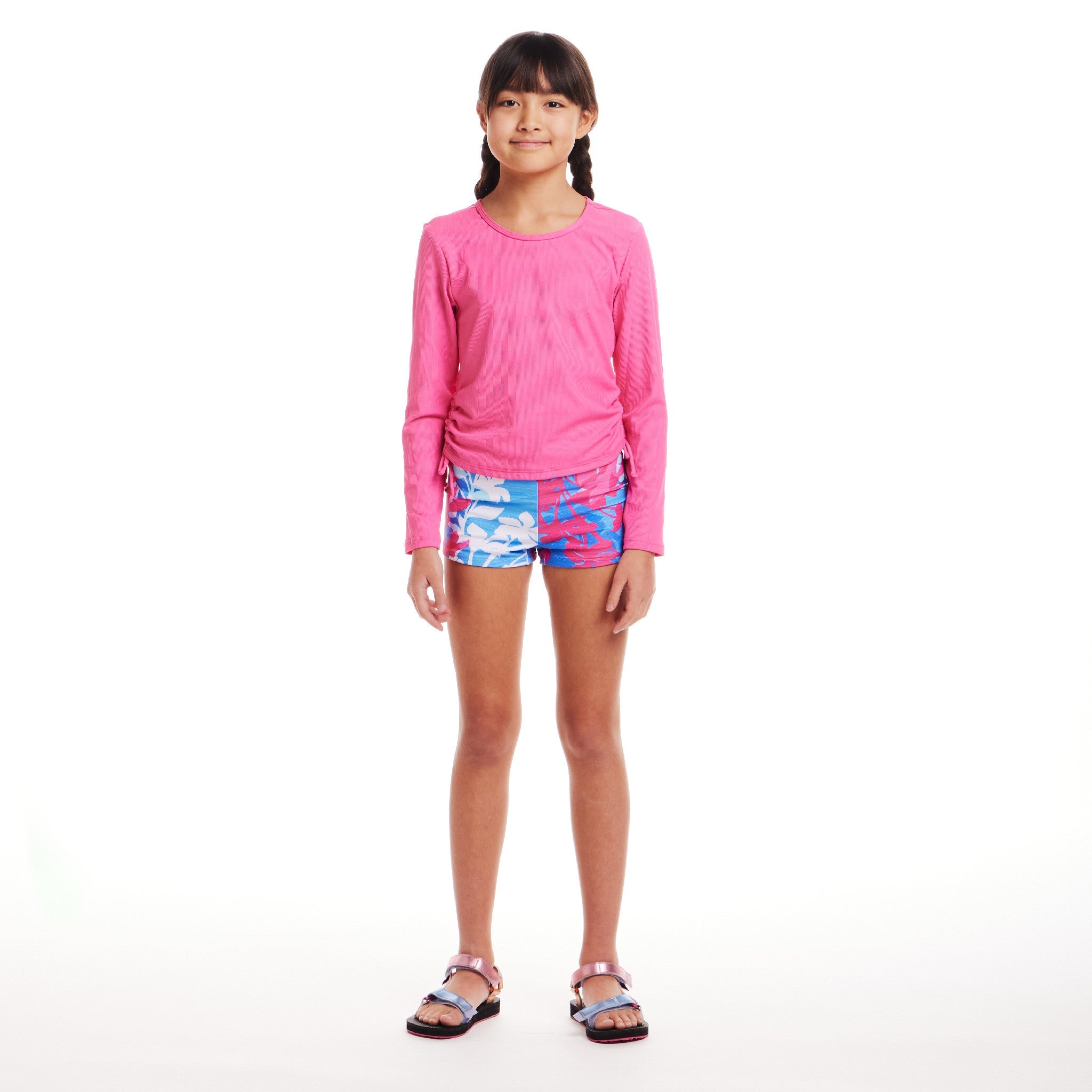 Kids (7-16) Rashguard & Short Set | Pink & Blue