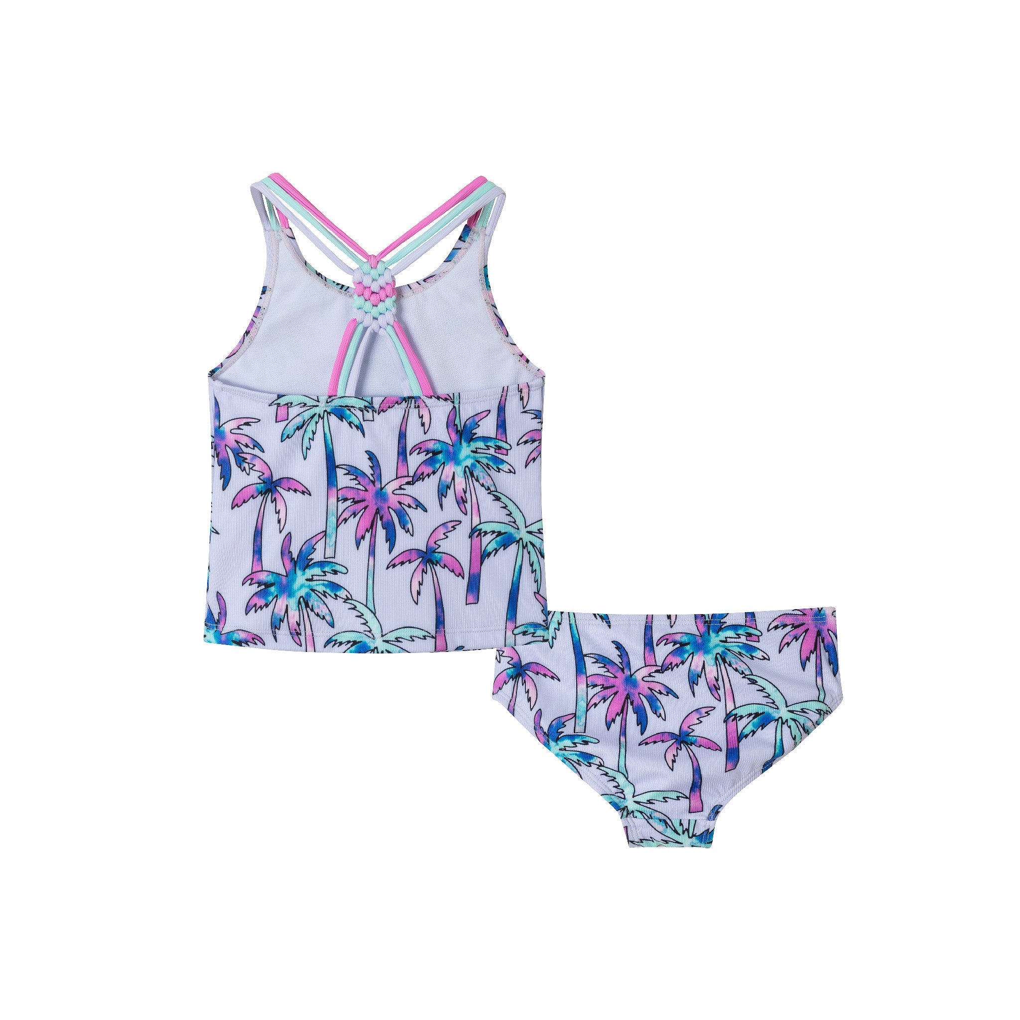 Kids (2-6x) Tankini Swimsuit Set | Purple Palm Trees