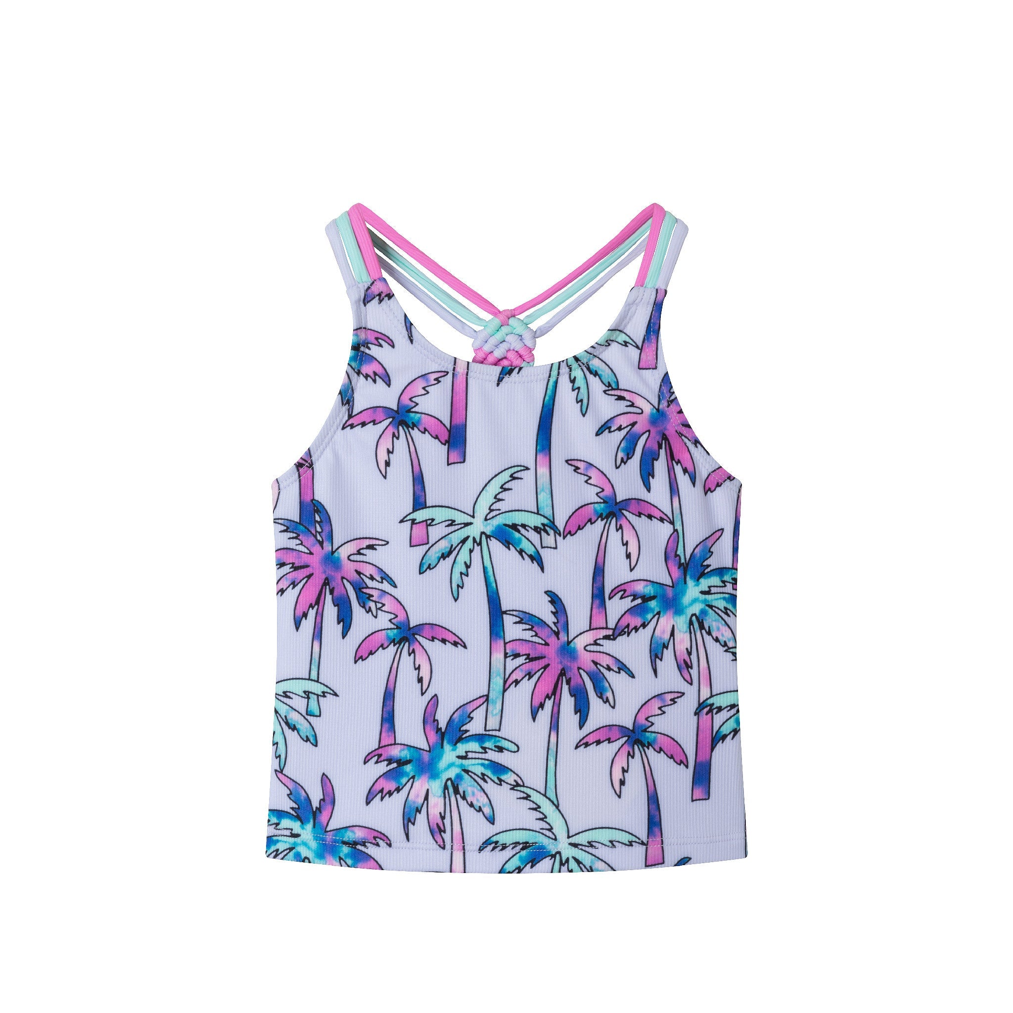 Kids (2-6x) Tankini Swimsuit Set | Purple Palm Trees