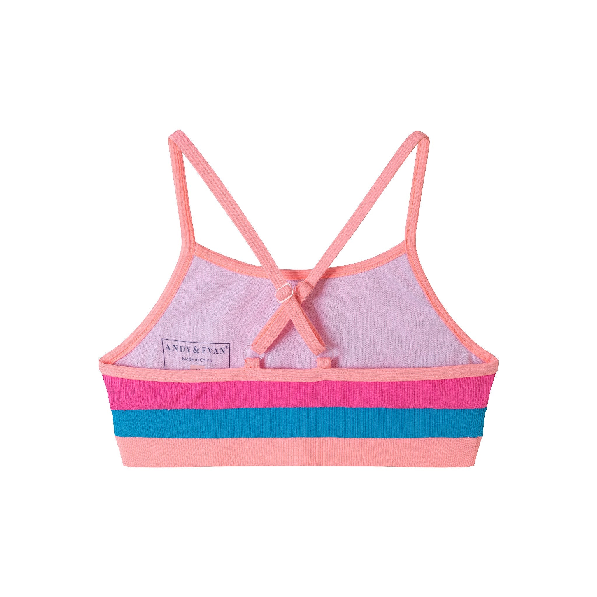 Kids (4-16) Two Piece Swimsuit Set | Pink Color Block