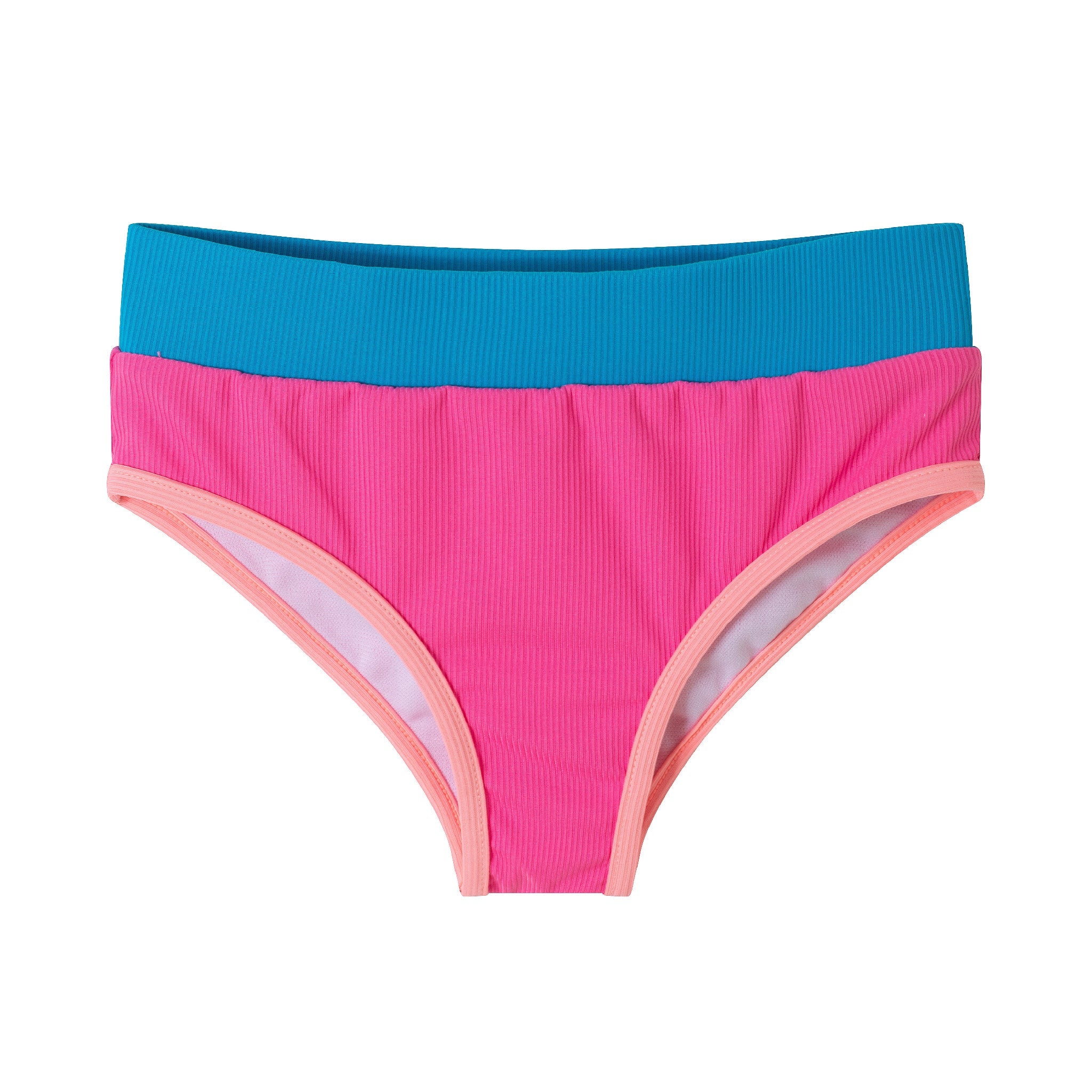 Kids (4-16) Two Piece Swimsuit Set | Pink Color Block