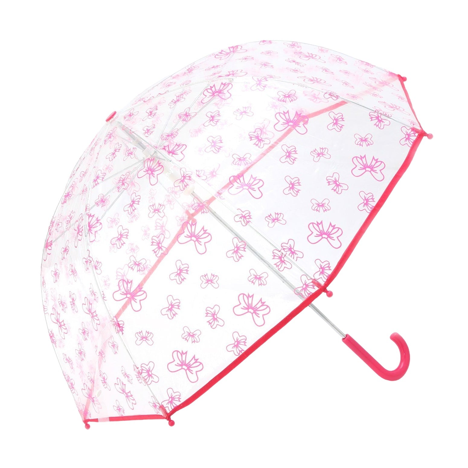 Clear Umbrella With Fuchsia Bow Print