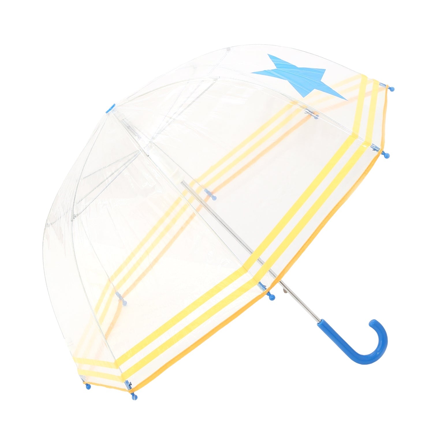 Clear Umbrella With Blue Star And Yellow Trim