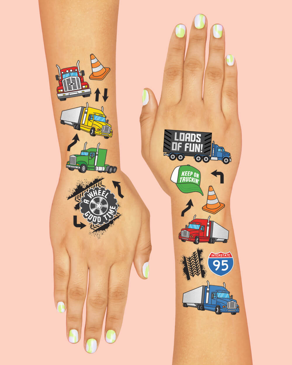Trucker Tats - 42 Foil Temporary Tattoos