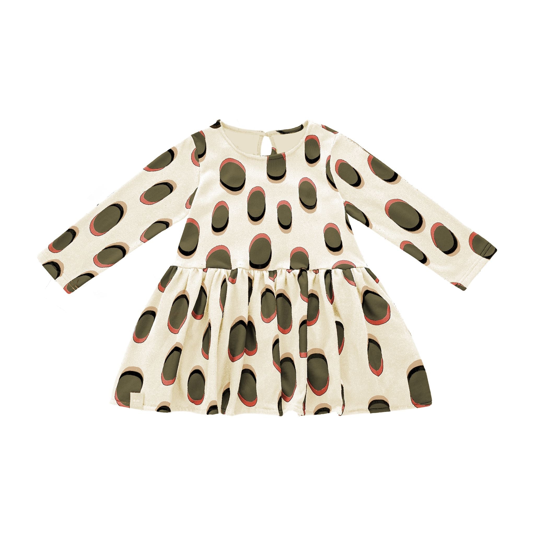 Girls Drop Waist Long Sleeve Terry Dress | Cream