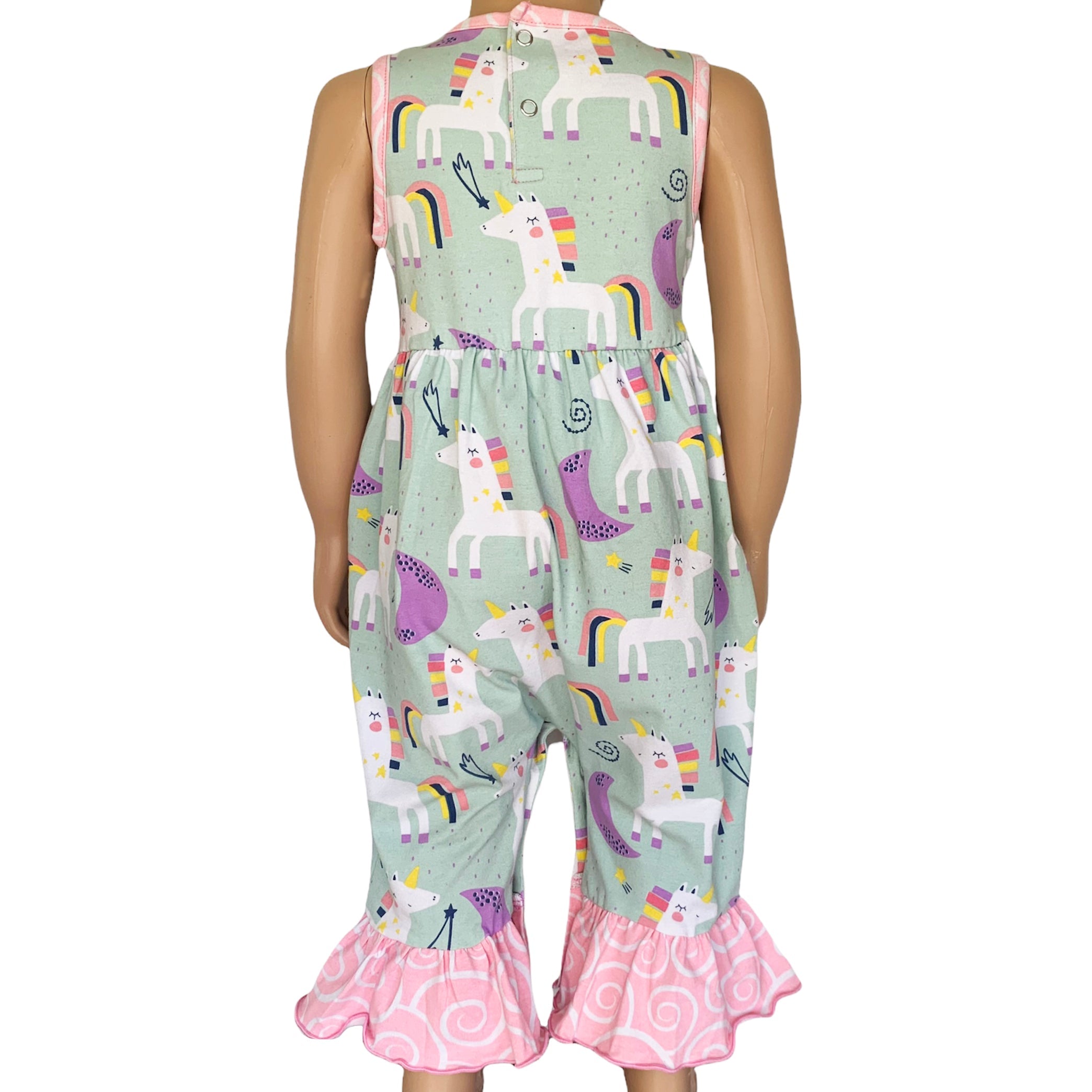 Annloren Boutique Baby Girls Unicorn & Rainbow Romper Toddler Jumpsuit