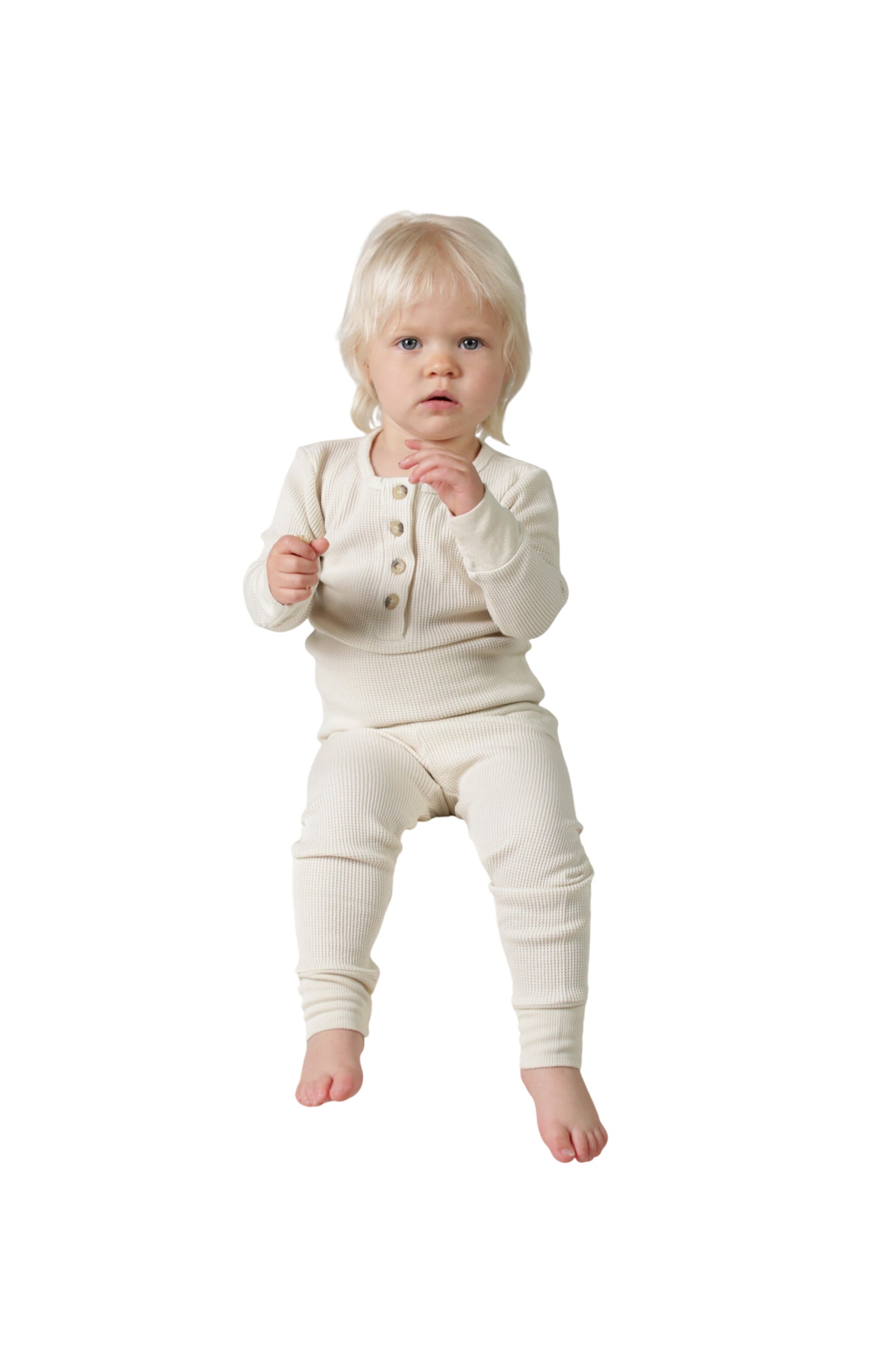 Beatrice || Thermal Baby Long Sleeve Henley Top And Bottom Set