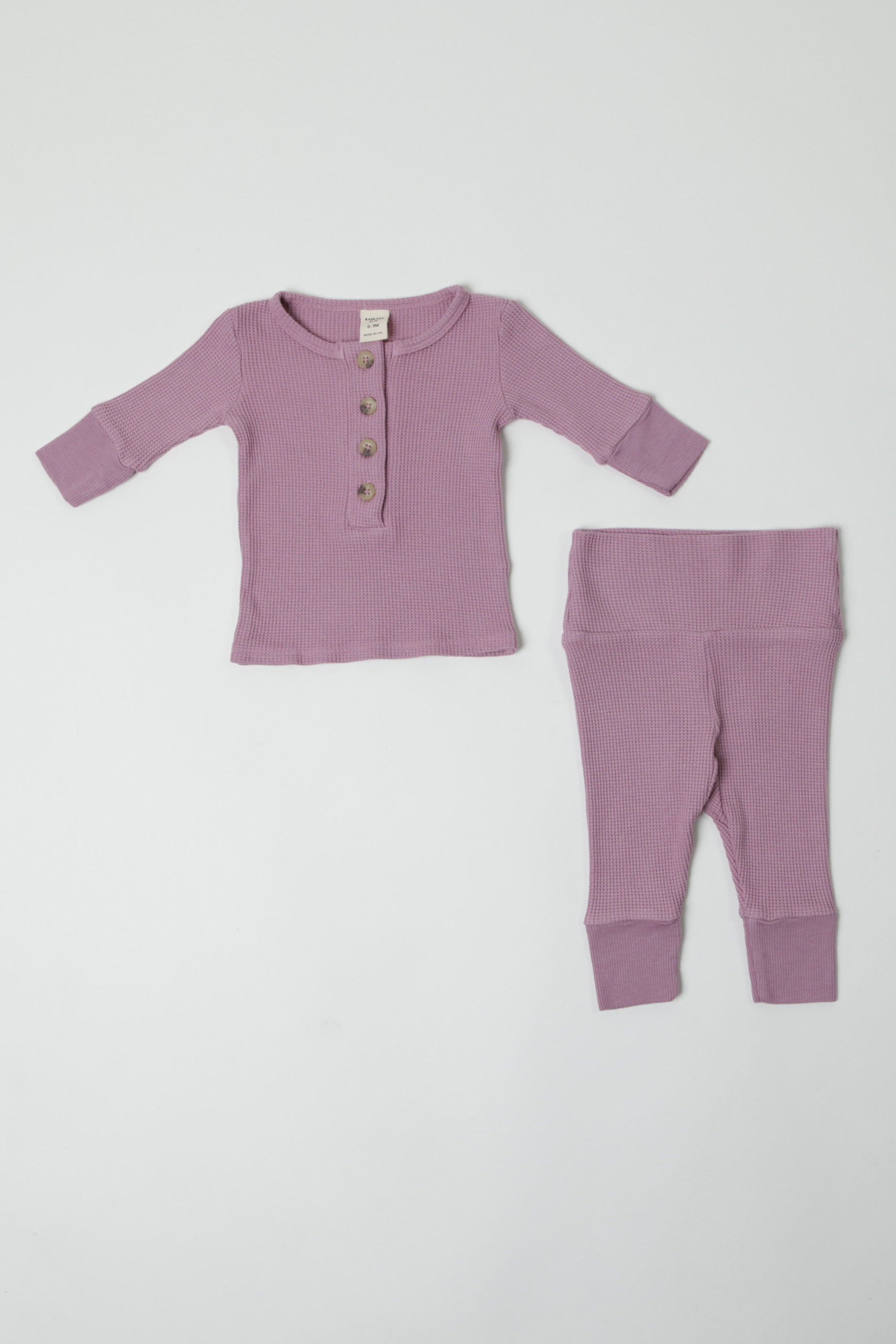 Beatrice || Thermal Baby Long Sleeve Henley Top And Bottom Set