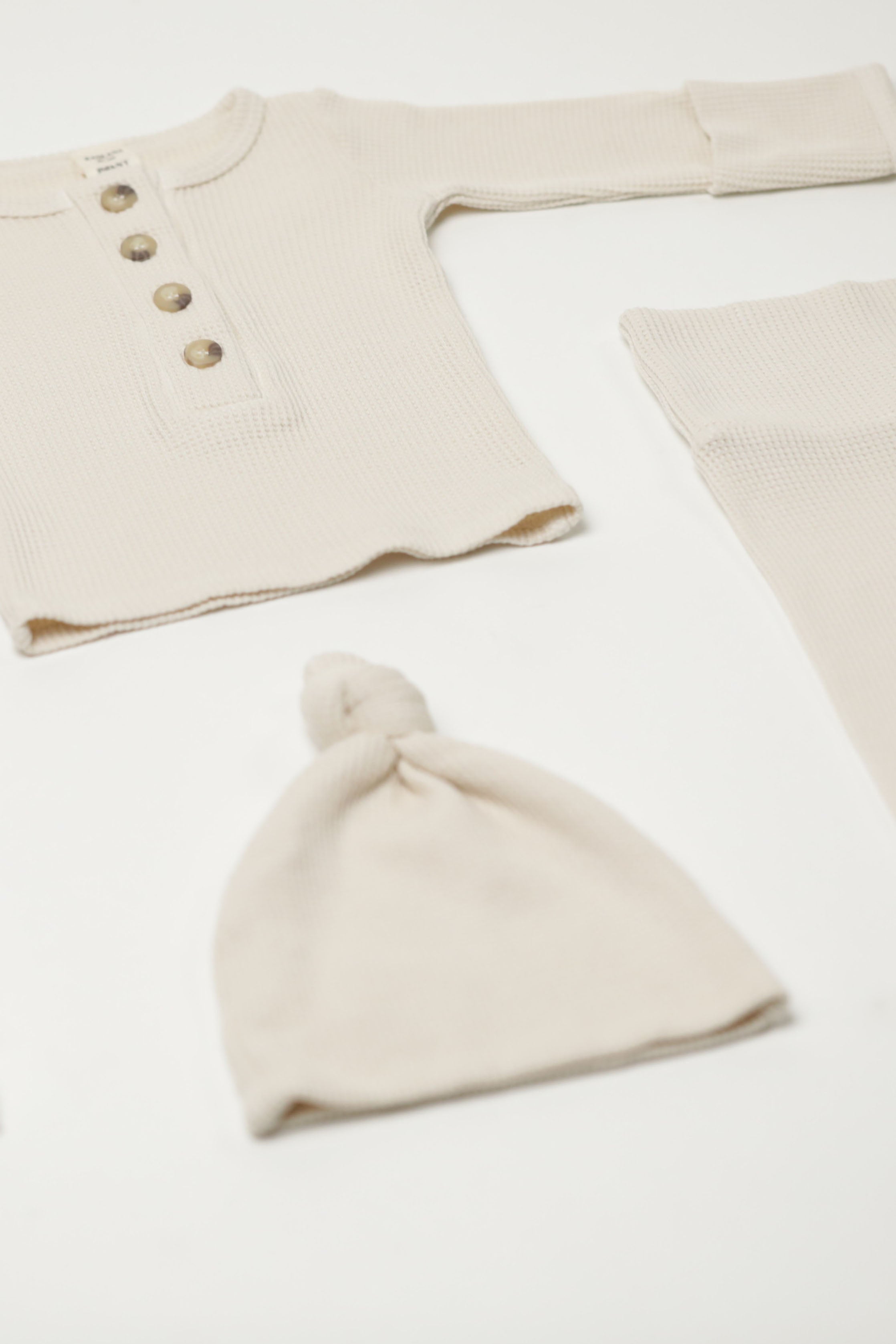 Beatrice || Thermal Infant Long Sleeve Henley Top And Bottom Set