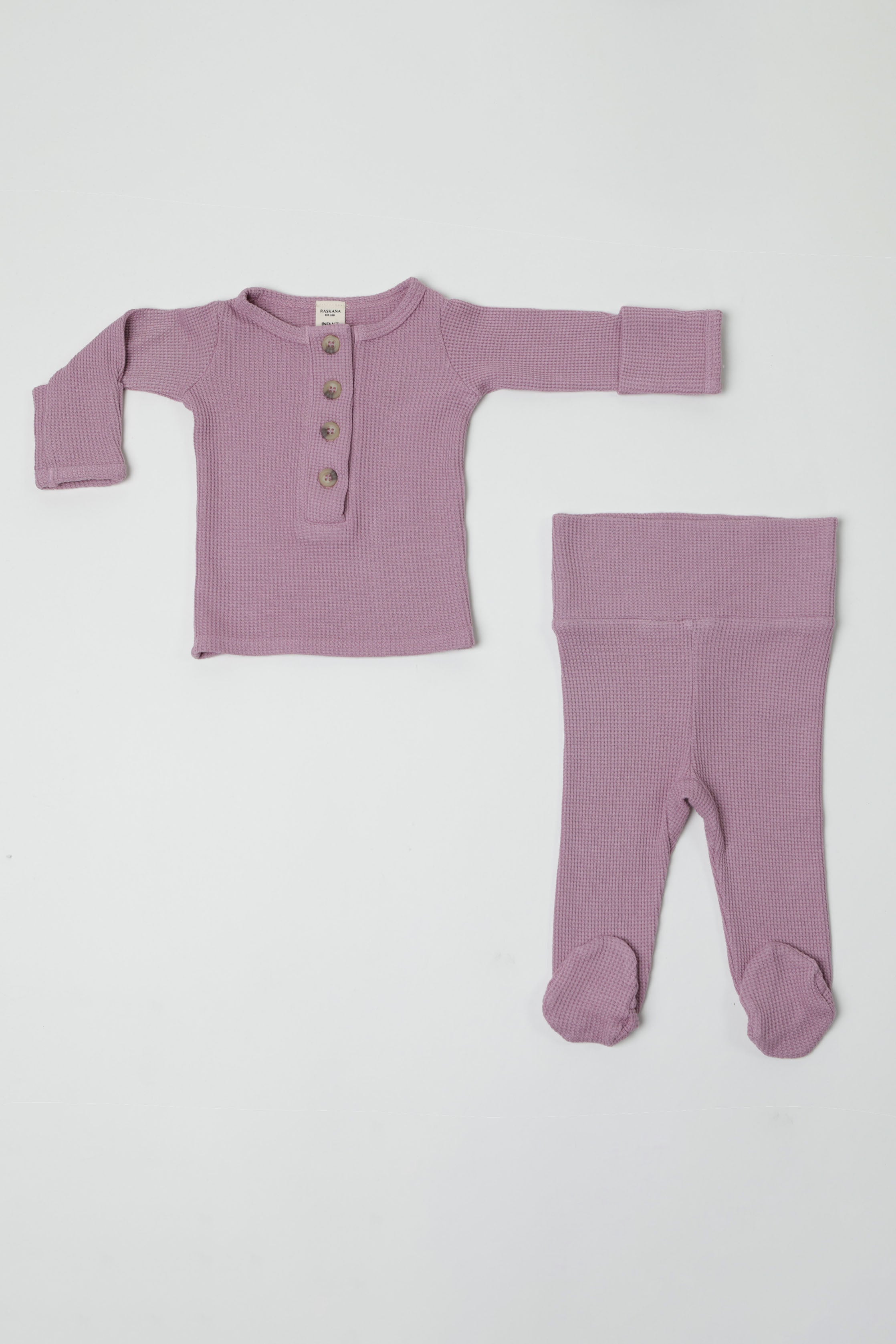 Beatrice || Thermal Infant Long Sleeve Henley Top And Bottom Set
