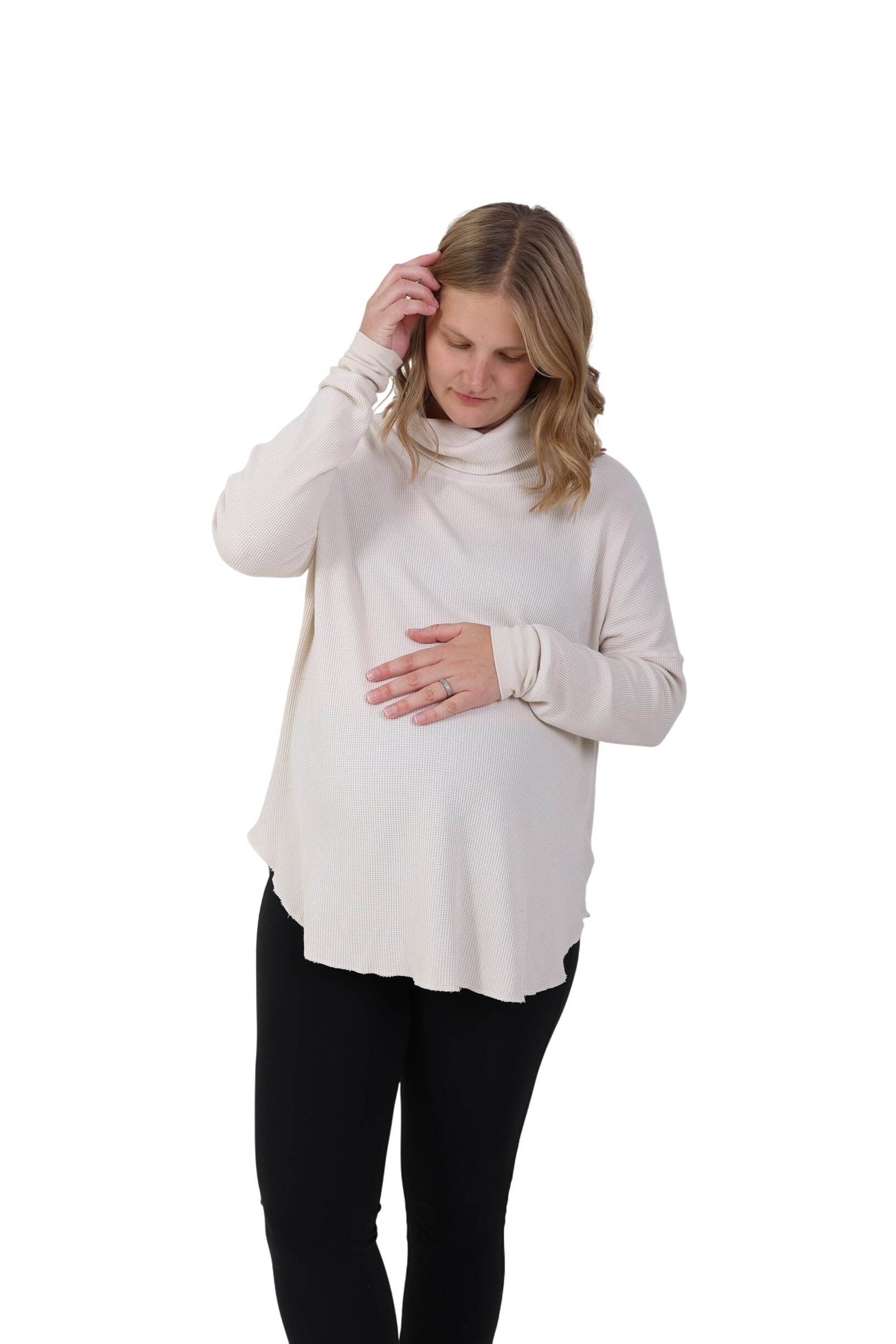 Delilah || Thermal Long Sleeve Cowl Neck Maternity Top